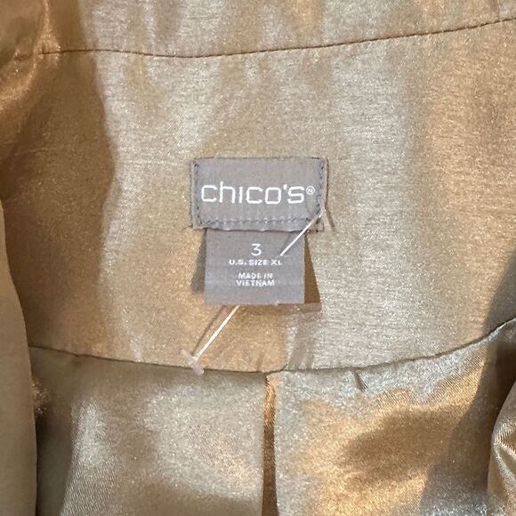 Chico’s Gold Lame’ Elegant Gold Jacket Size 3 - (XL) - Picture 10 of 10